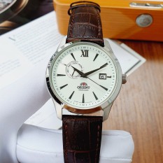 Đồng hồ Nam Orient Automatic FAL00006W0 Mặt trắng,Lịch ngày-Máy cơ tự động-Dây da nâu cao cấp-Size 42 mm