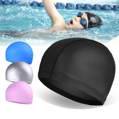 Mũ bơi người lớn nam nữ PU cao cấp,mũ bơi người lớn vải thun co giãn dãn êm mềm,chống nước siêu bền,bảo vệ tai và tóc