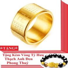 Nhẫn xoay BÁT NHÃ TÂM KINH khắc chữ VẠN – Nhẫn đeo may mắn tài lộc – Tặng Vòng đeo tay tỳ hưu