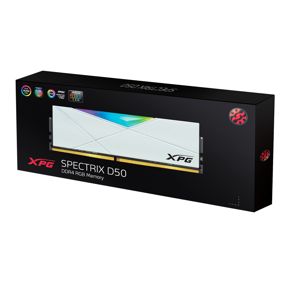 Ram máy tính bàn Adata DDR4 XPG SPECTRIX D50 RGB 8GB Bus 3200MHz WHITE - Chính hãng ( BH 5...