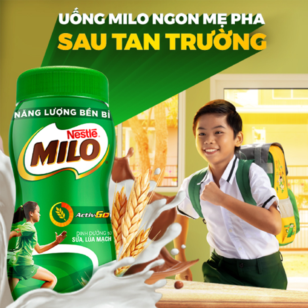 [Tặng bình nước 500ml Milo] Combo 2 hũ thức uống lúa mạch Nestlé® Milo® nguyên chất 400g (hũ nhựa)