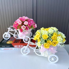Xe đạp nhựa cực đáng yêu – Lọ cắm hoa giả – Trang trí, để bàn