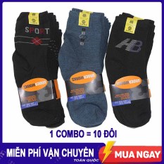 Bộ 10 Đôi Tất Vớ Nam Cổ Trung Thun Cotton mềm mại, co giãn tốt, thấm hút mồ hôi tốt, thoải mái khi mang (Bình dân, vải vừa, đẹp)