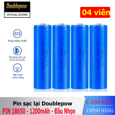 [04 viên] Pin sạc 18650 – 1200mAh đầu lồi (xanh) chính hãng Doublepow, Pin Lithium 3,7V – 18650 dung lượng thực 1200mAh