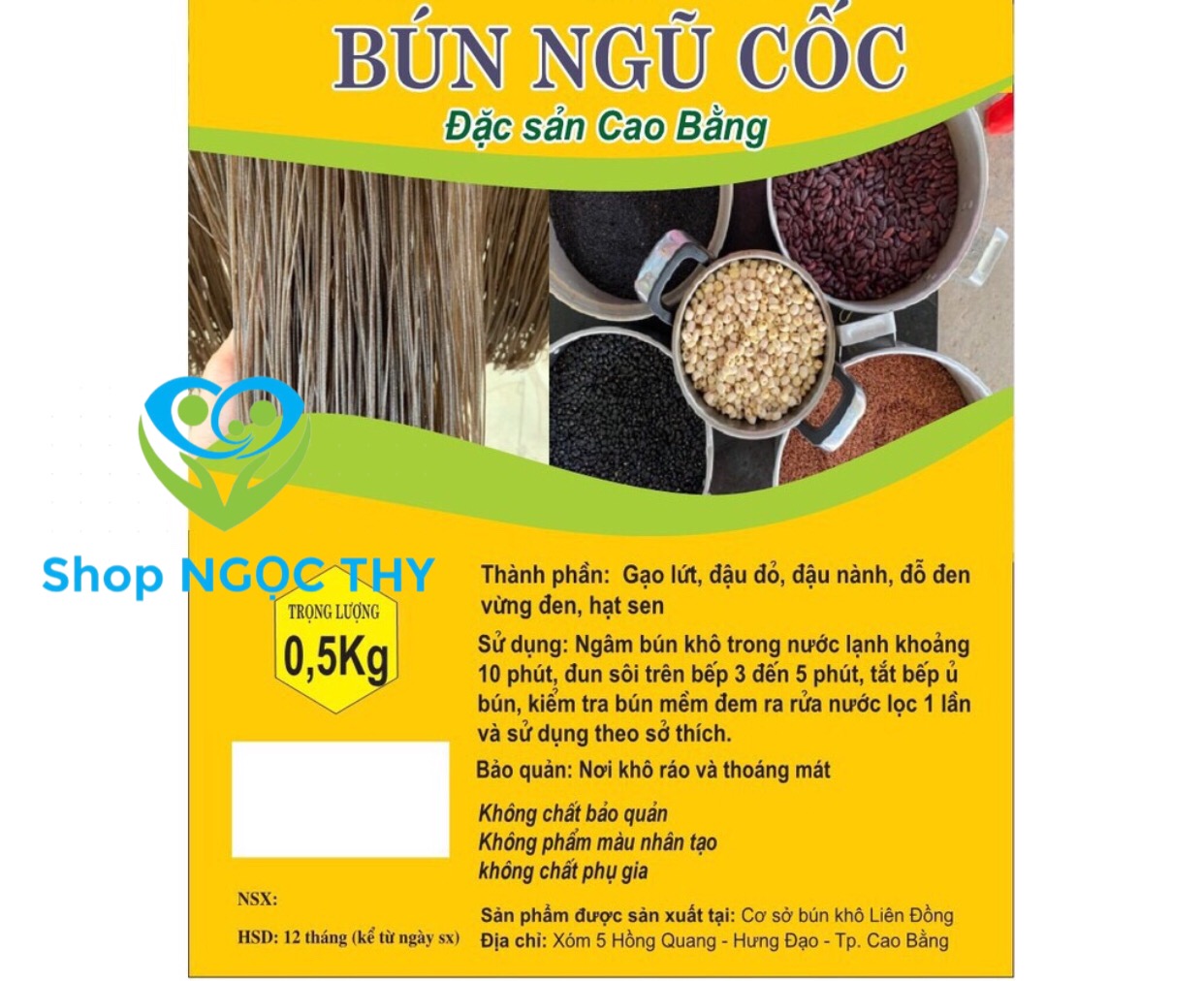 [Bún đen] Bún ngũ cốc gạo lứt đặc sản Cao Bằng 500gr, bún ăn kiêng giảm cân eatclean/keto dai ngon