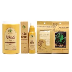 Bộ muối giảm eo mini trải nghiệm Wonmom (1 chai dầu gừng, 1 hũ muối thảo mộc, 1 đai quấn muối và 1 gen nịt bụng)