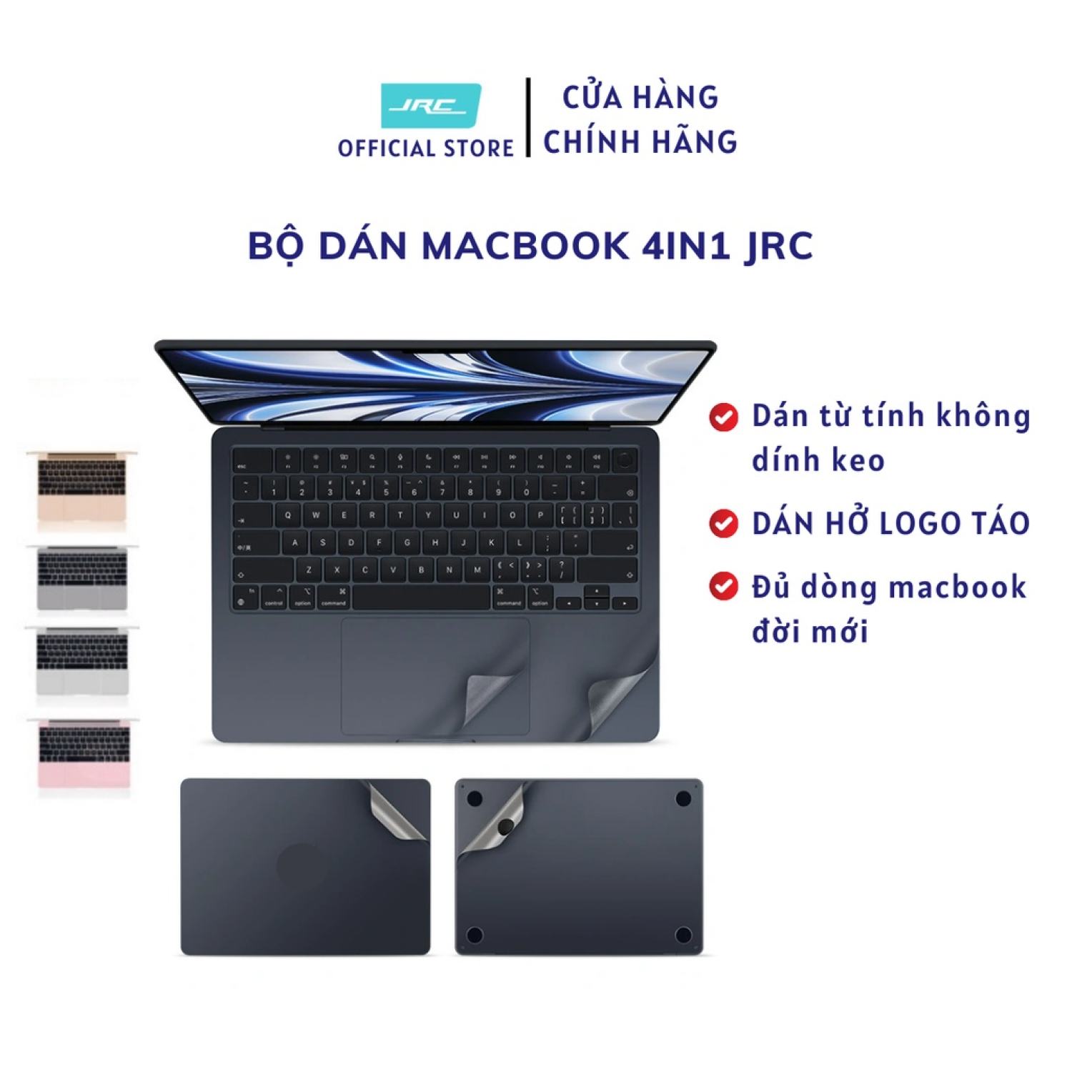 Bộ dán Macbook JRC 4in1 chống xước độ bền cao, đủ màu cho các dòng Macbook air, pro đời mới ƞhất