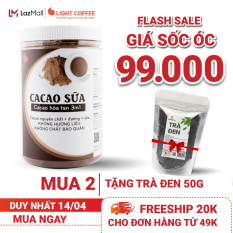 [MUA 2 TẶNG TRÀ ĐEN 50G] Bột CACAO SỮA hòa tan 3 in 1 Light Cacao đậm đà thơm ngon,dùng pha uống liền, đặc biệt không pha trộn hương liệu, 100% từ cacao nguyên chất – hũ 550g