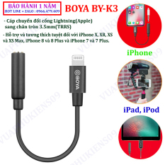 BOYA BY-K3 cap zin chuyển đổi cổng Lightning(Apple) sang cổng chân tròn 3.5mm(TRRS)
