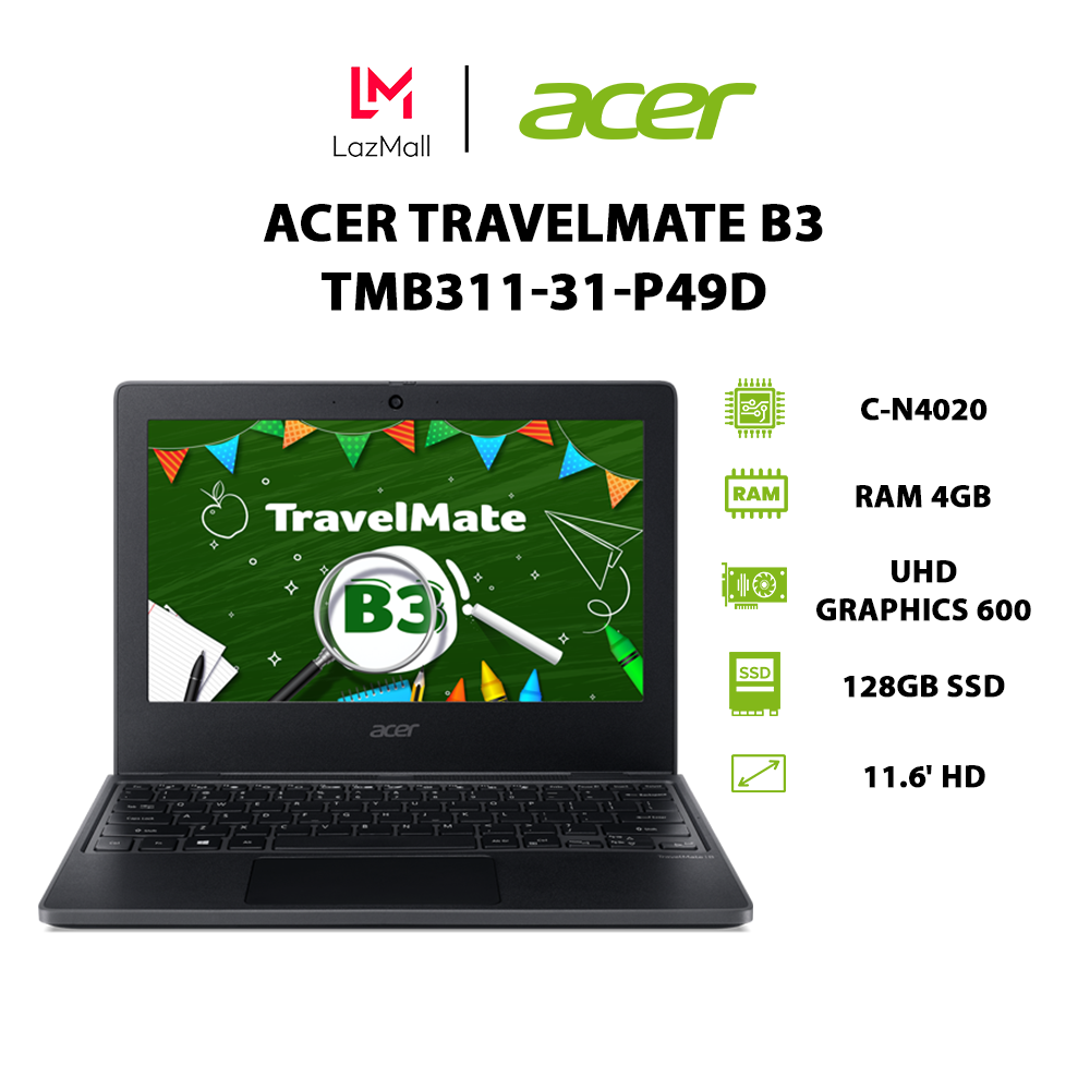 Laptop Acer TravelMate B3 TMB311-31-C2HB (C-N4020 | 4GB | 128GB | UHD Graphics 600 | 11.6′ HD | Win 11)