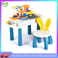 Đồ chơi trẻ em bộ bàn ghế cao cấp, đa chức năng, kèm lego nhiều chi tiết. Bàn gồm 1 mặt bàn trơn,1 mặt bàn lắp lego.