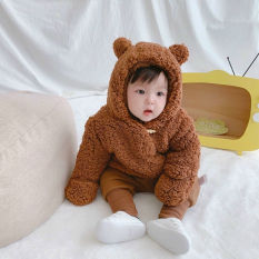 Áo khoác tai gấu lông xù cực ấm dành cho bé