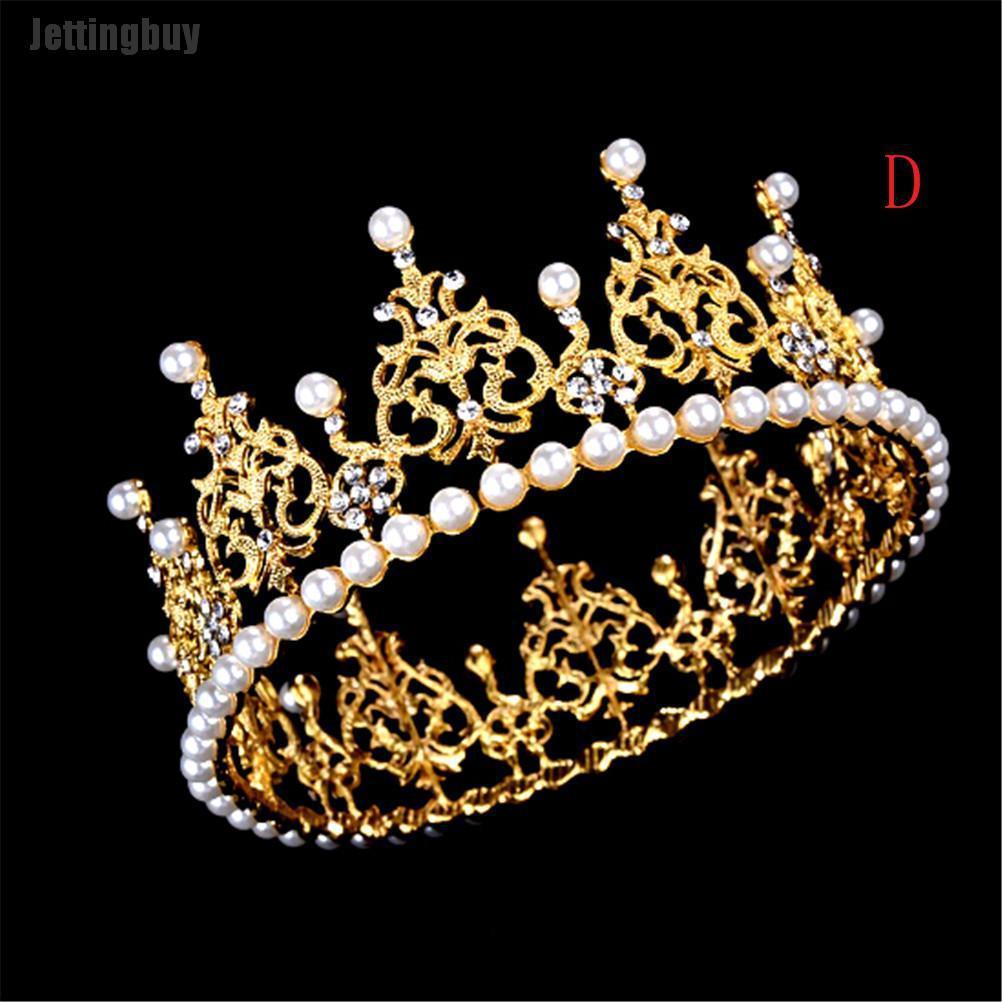 Vương miện công chúa Jettingbuy đính đá kim cương giả và pha lê ngọc trai cho cô dâu kết hợp...