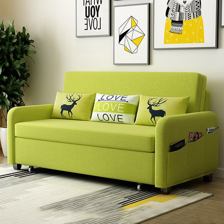Giường sofa thông minh gấp gọn có hộc đựng đồ thế hệ mới với khung hoàn bằng sắt sơn tĩnh...