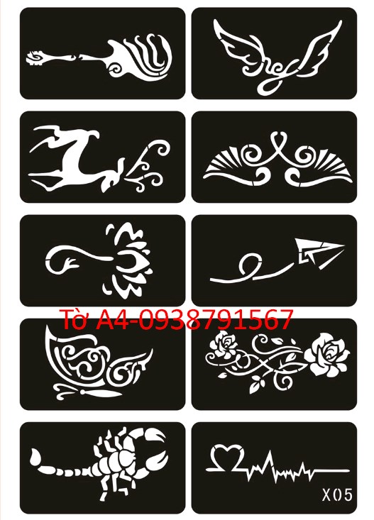 Khuôn vẽ hình xăm tattoo , hình xăm giả, hình xăm henna (1 tờ A4 có nhiều  mẫu) giá rẻ ₫ | Ví So Sánh