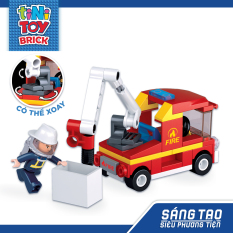 Đồ chơi lắp ráp sáng tạo lego xe cứu hỏa có thang nâng TINITOY 82 mảnh ghép