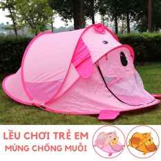 Lều chơi Nhà bóng hình Gấu Mùng ngủ chống muỗi gấp gọn cho trẻ em trong nhà ngoài trời