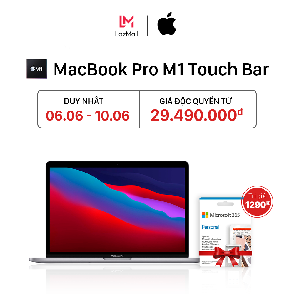 [TẶNG MICROSOFT OFFICE 365] MacBook Pro 13.3 inches Touch Bar M1 Chipset (8GB/16GB - 256GB/512GB) - HÀNG CHÍNH HÃNG