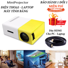 Máy chiếu phim Mini cho điện thoại laptop YG-300 hỗ trợ độ phân giải lên đến 1920 x 1080 pixel dã ngoại, giải trí cho trẻ em Tặng Dây HDMI 1,5 Mét và dây Audio 1,5 mét