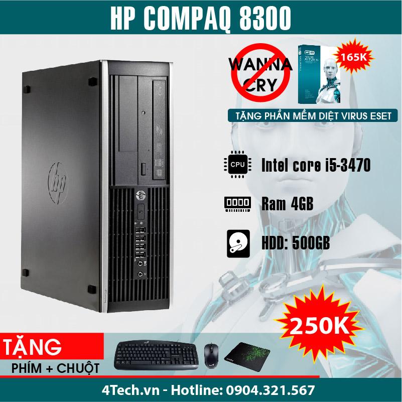 HP Compaq 8300 Intel Core i5-3470, Ram 4GB, HDD 500GB - Tặng phím, chuột, bàn di.