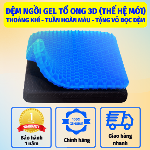 [Video+Ảnh thật] Đệm lót ghế 3D Gel Silicone thoáng khí cao cấp chống đau mỏi - Tặng bọc vải đệm,...