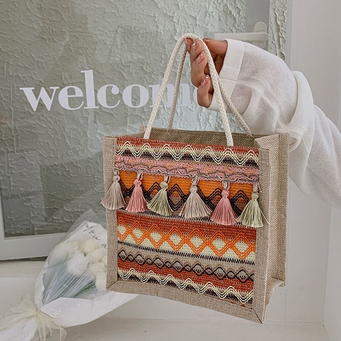 Dân Tộc Lãng Mạn Su Túi Nhỏ Cotton Và Vải Lanh Canvas Túi Xách Nữ Mùa Hè Đi Biển Thời...