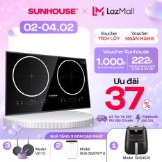 Bếp đôi điện từ hồng ngoại sunhouse SHB9002-EC – Sử dụng được với mọi loại nồi – Bảo hành 36 tháng