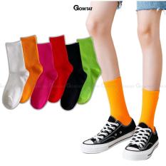 Tất nam nữ cổ cao GOMTAT trơn nhiều màu, vớ cổ cao chất liệu cotton mềm mịn thoáng mát, êm chân – CAO-NMAU-LISU-38