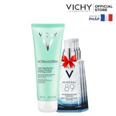 Bộ sản phẩm làm sạch ngừa mụn & dưỡng chất phục hồi da Vichy Normaderm Deep Cleansing Foaming Cream 125ml