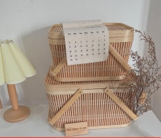 Bộ vali/ Valy giỏ mây tre tiện dụng – Bamboo basket storage, Kích thước lớn 36 x 26 x 39, 31 x 23 x 32 cm