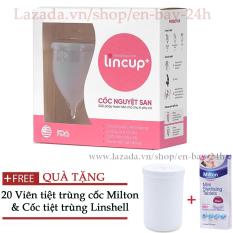 Cốc nguyệt san Lincup Lincup Plus + Tặng Cốc tiệt trùng Linshell + 20 viên tiệt trùng Milton