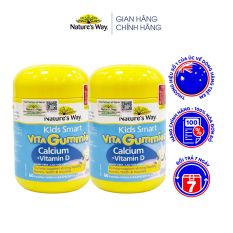 Combo 2 Hộp Kẹo Dẻo Canxi Cho Bé NATURE’S WAY Kids Smart Vita Gummies Calcium + Vitamin D 60 Viên/hộp