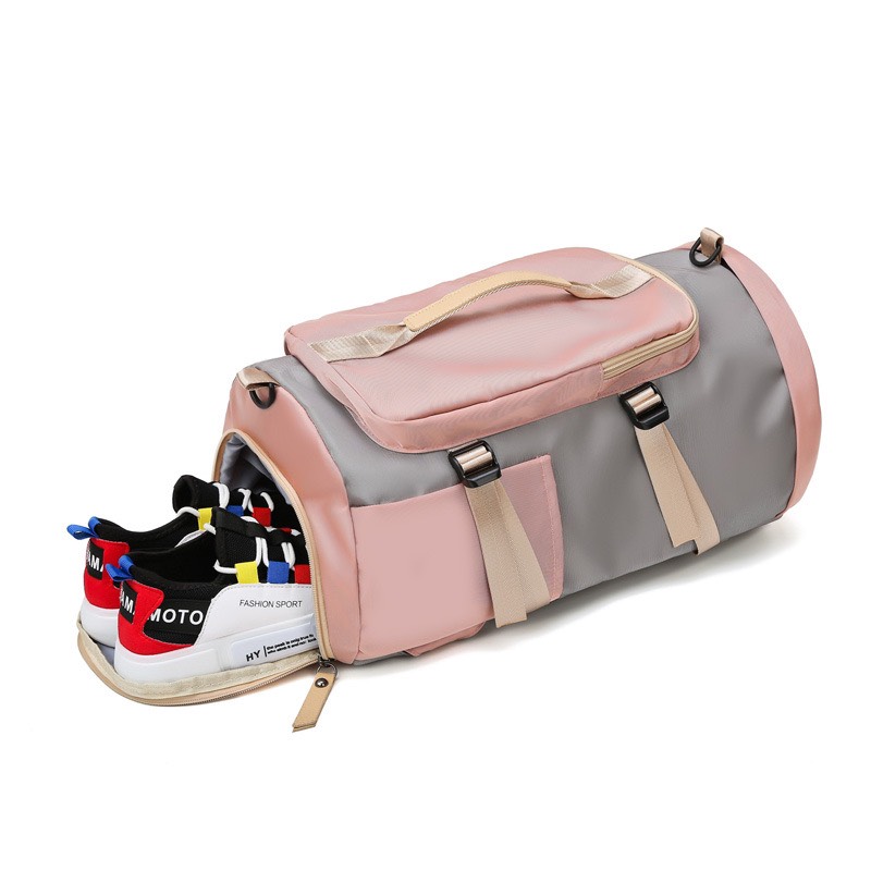 Túi du lịch đa năng vải chống thấm phối màu thời trang có ngăn đựng giày dây đeo chéo