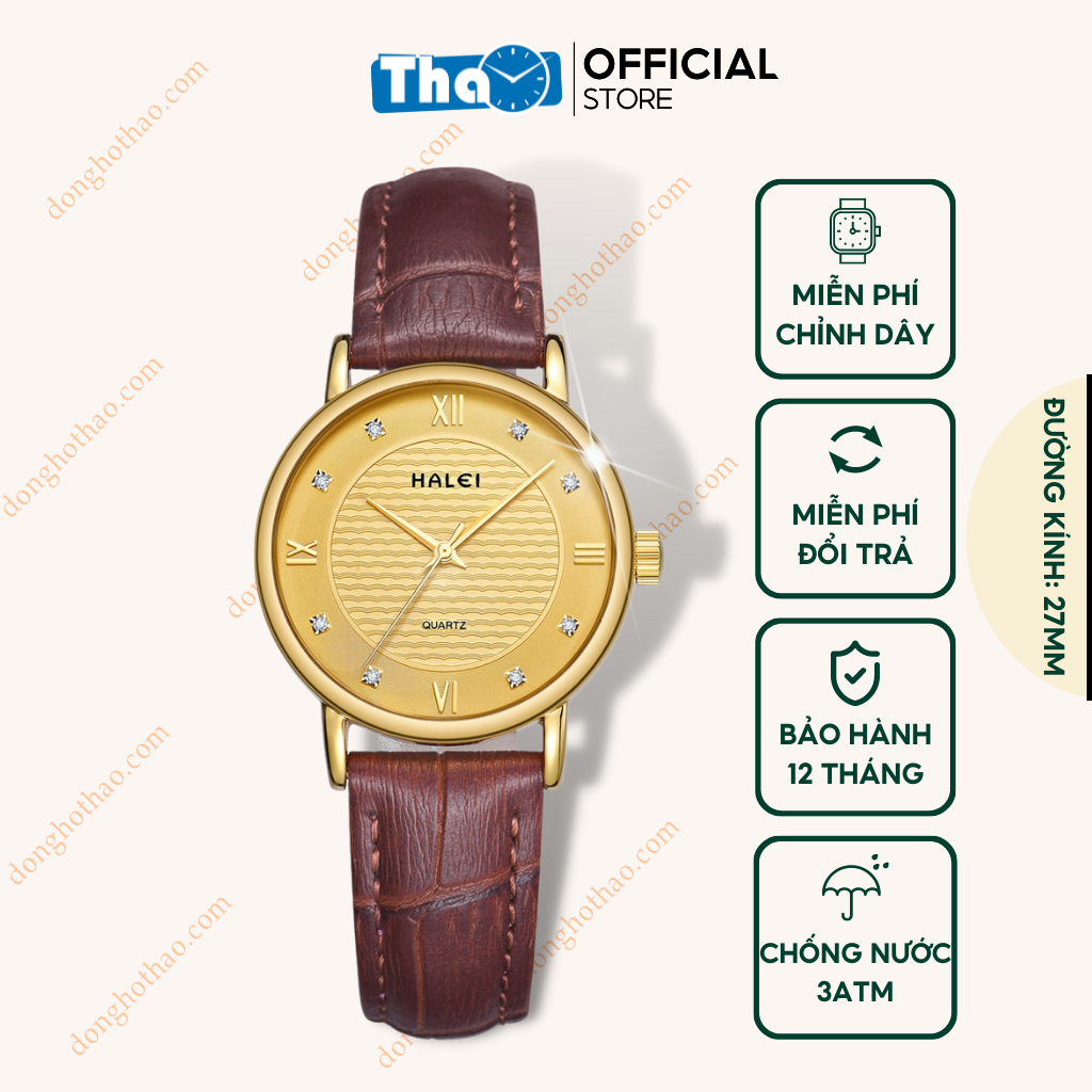 Đồng Hồ Nữ Halei 545 Dây Da Sang Trọng Đồng Hồ Thảo DHTHH51