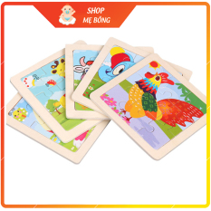 Tranh ghép gỗ 9 mảnh, đồ chơi xếp hình lắp ráp nhiều hình ngộ nghĩnh phát triển tư duy cho bé 3-7 tuổi