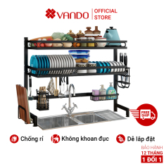 Kệ Chén Đa Năng Úp Chén Đĩa 2 Tầng Vando – Giá Để Bát Đĩa Sơn Tĩnh Điện 3 Lớp Chổng Rỉ Chịu Lực 60Kg