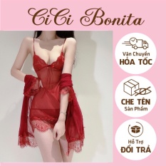 Set váy ngủ + áo choàng ren hàng cao cấp Quảng Châu 6 màu CICI BONITA C3010