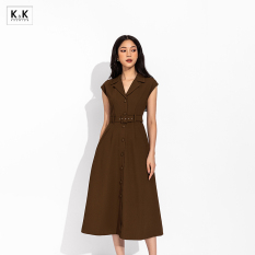 Đầm công sở chữ A phối đai eo K&K Fashion KK150-12 Chất Liệu Carolan cao cấp
