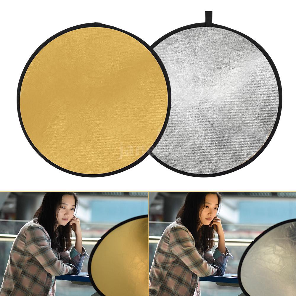 Tấm hắt sáng tròn kích thước 80cm 2 màu trong 1 vàng/ bạc dùng cho chụp hình chuyên nghiệp