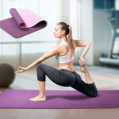 Thảm tập yoga tập gym thể dục cao su non tpe 2 lớp 6mm êm ái chống trơn trượt chống nước cao cấp tặng túi đựng thảm, tham tap yoga bst2581