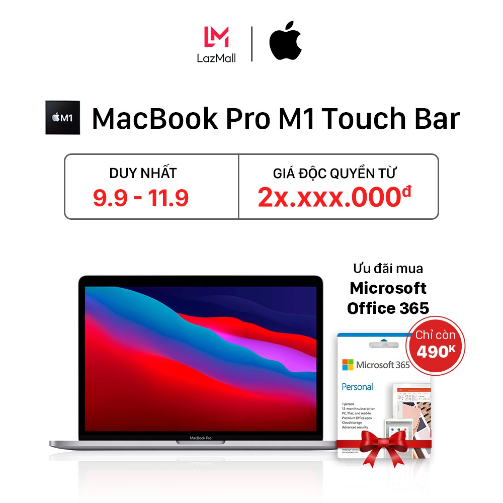 MacBook Pro 13.3 inches Touch Bar M1 Chipset (8GB / 16GB – 256GB / 512GB) – HÀNG CHÍNH HÃNG