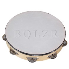 10” Wooden Hand Held Musical Tambourine Drum Wood Color – intl