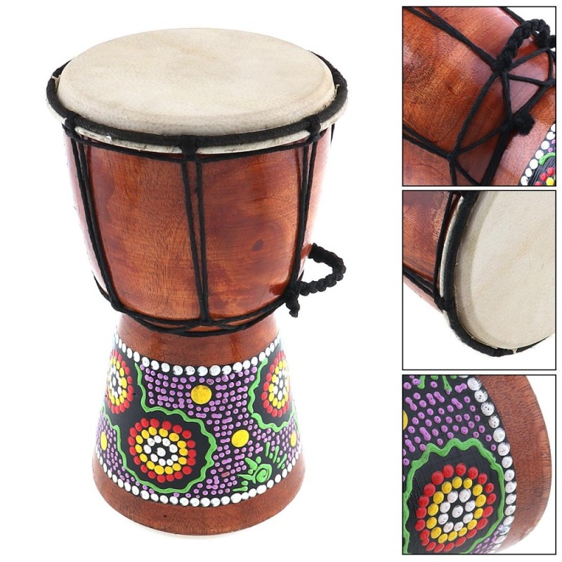 4 Inch Professional African Djembe Drum Wood Goat Skin Good Sound Musical Instrument - intl