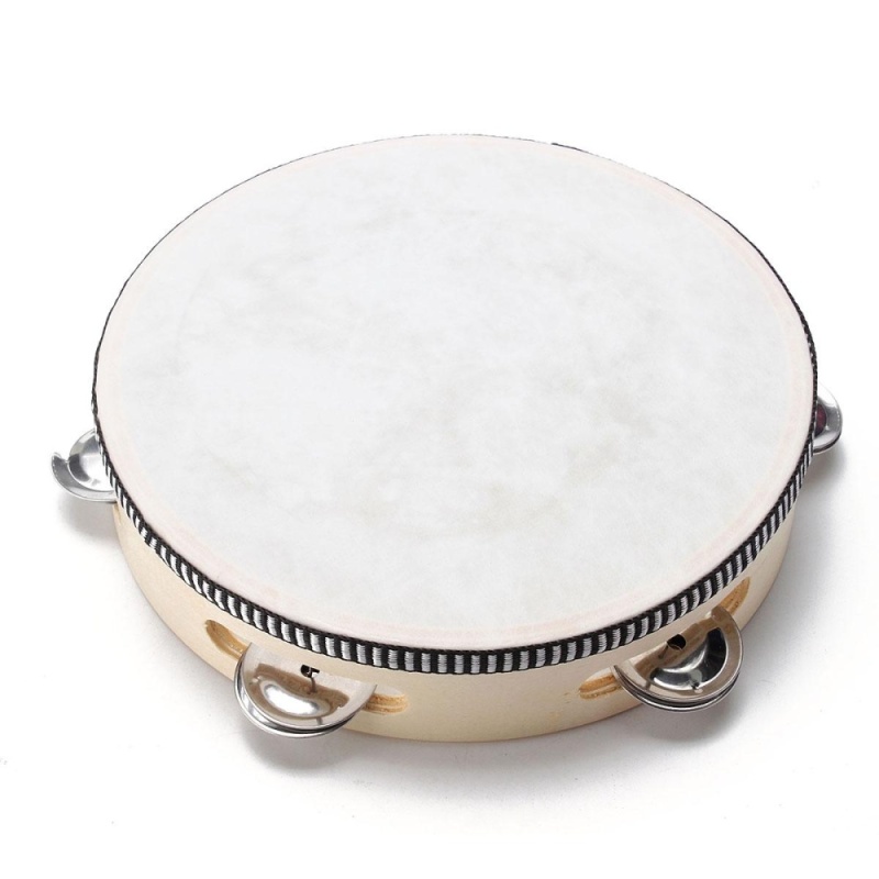 8 Musical Tambourine Tamborine With Head Drum Round Percussion for KTV Party - intl