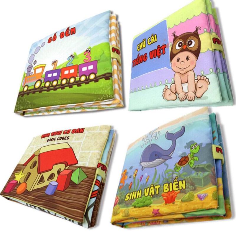 Mua Bộ 4 sách vải cho bé chơi mà học Pipo - Số đếm chữ cái hình khối và Sinh vật biển