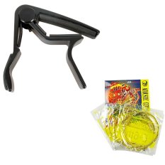 Bộ 6 dây đàn acoustic Alice A406 và Capo Guitar Vines đen