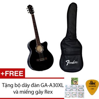 Bộ đàn guitar acoustic Vines VA3910BK + Bao đàn guitar 03 lớp SOL.G+ Tặng bộ dây đàn GA-A30XL và 1 miếng gảy Rex