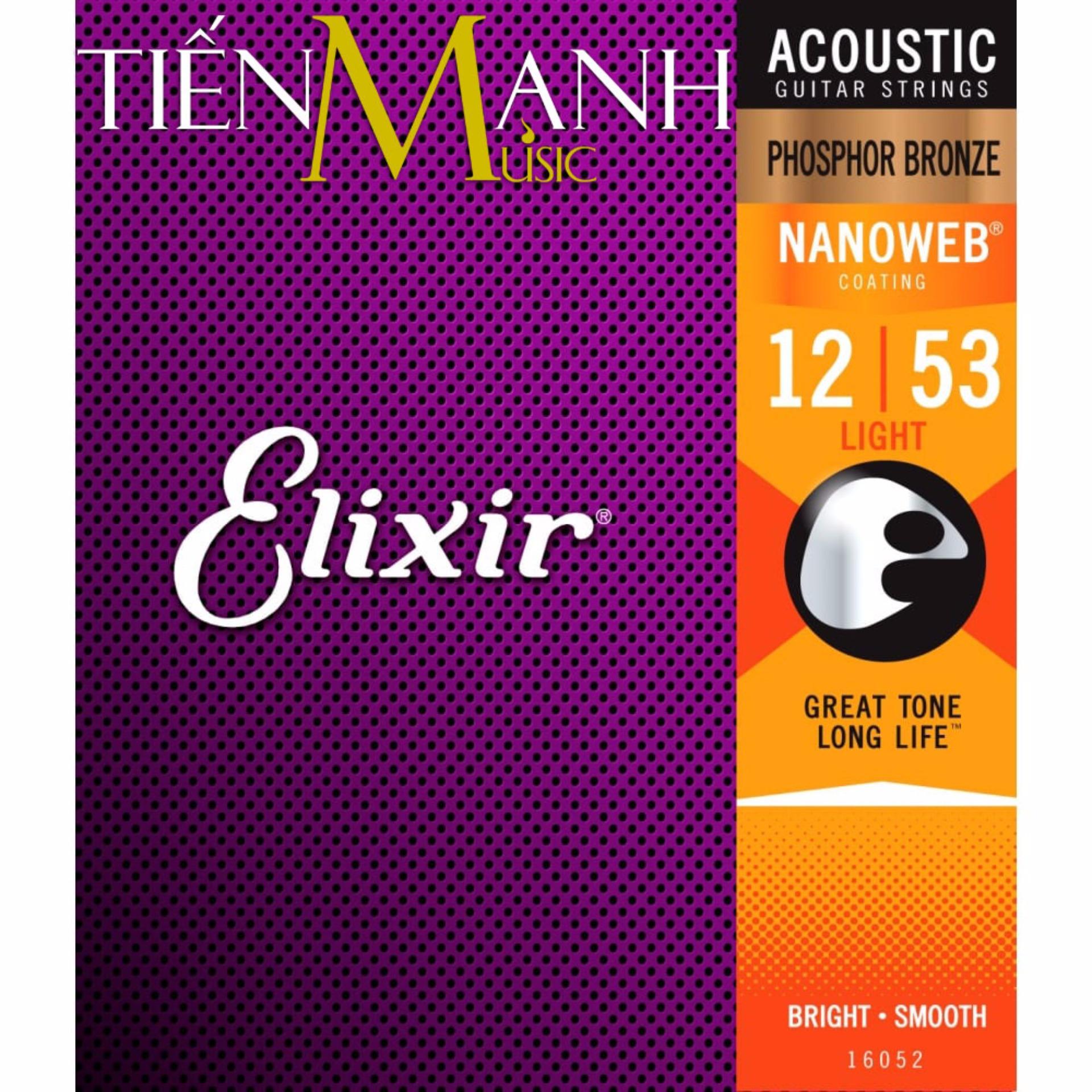 Bộ Dây Đàn Elixir Cỡ 12 Acoustic Guitar Phosphor Bronze Strings 16052 - Hãng phân phối bởi Tiến Mạnh Music...