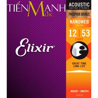Bộ Dây Đàn Elixir Cỡ 12 Acoustic Guitar Phosphor Bronze Strings 16052 (Phủ lớp Nanoweb cao cấp)  