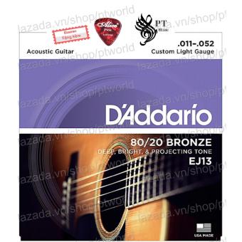 Bộ Hộp 6 Dây Đàn Guitar Acoustic D'Addario EJ13 Cao Cấp + Pick Alice (cỡ 11)  